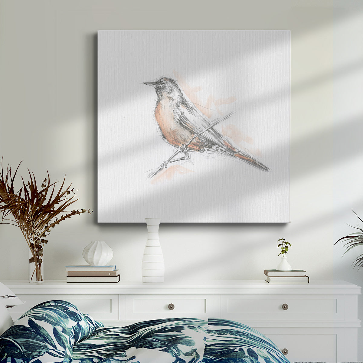 Robin Bird Sketch II - Canvas Art Print