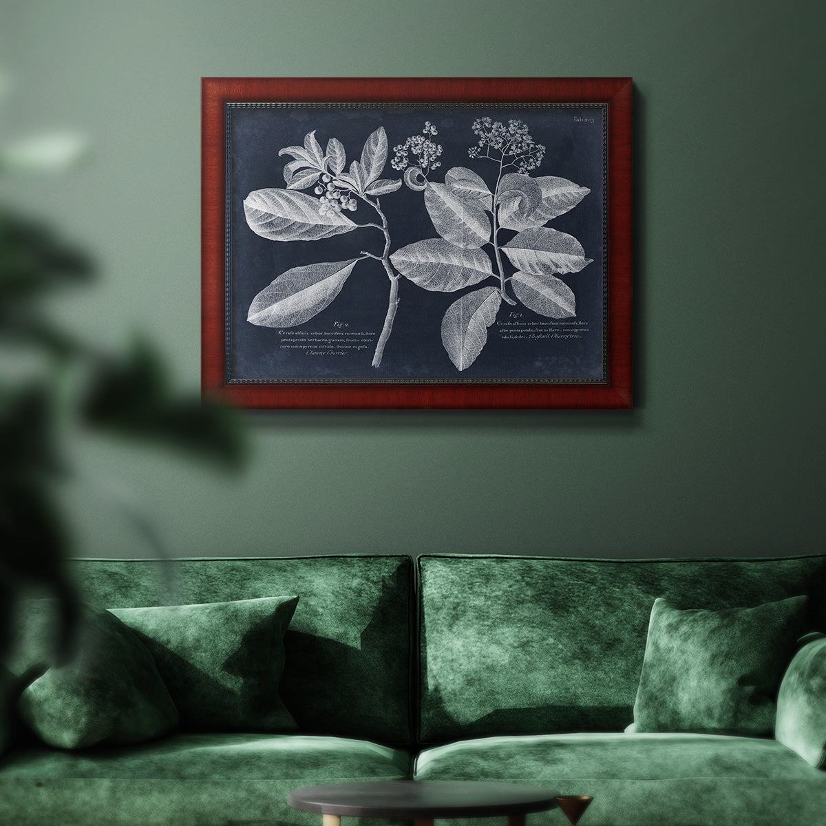 Foliage on Navy IV Premium Framed Canvas- Ready to Hang