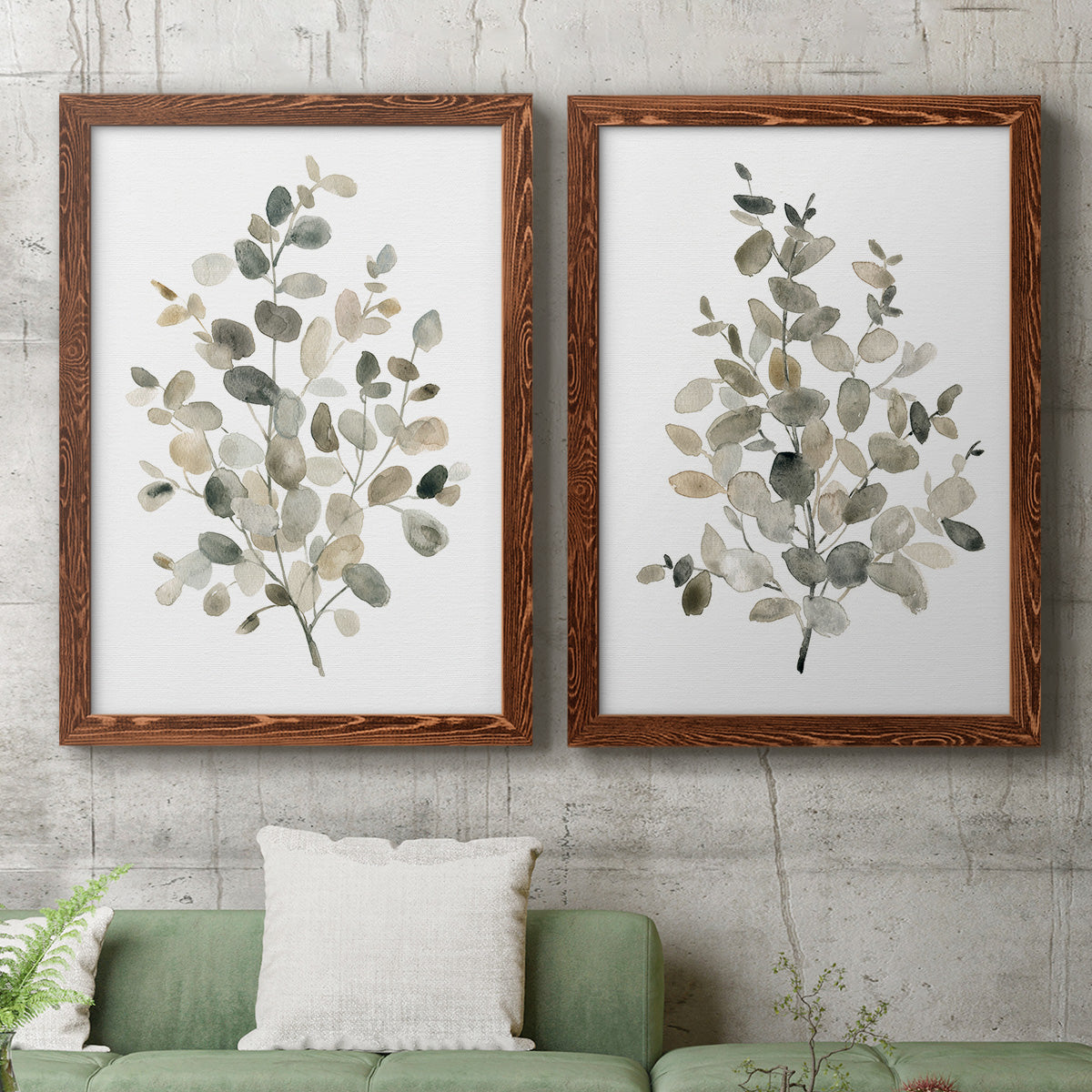 Neutral Eucalyptus I - Premium Framed Canvas 2 Piece Set - Ready to Hang