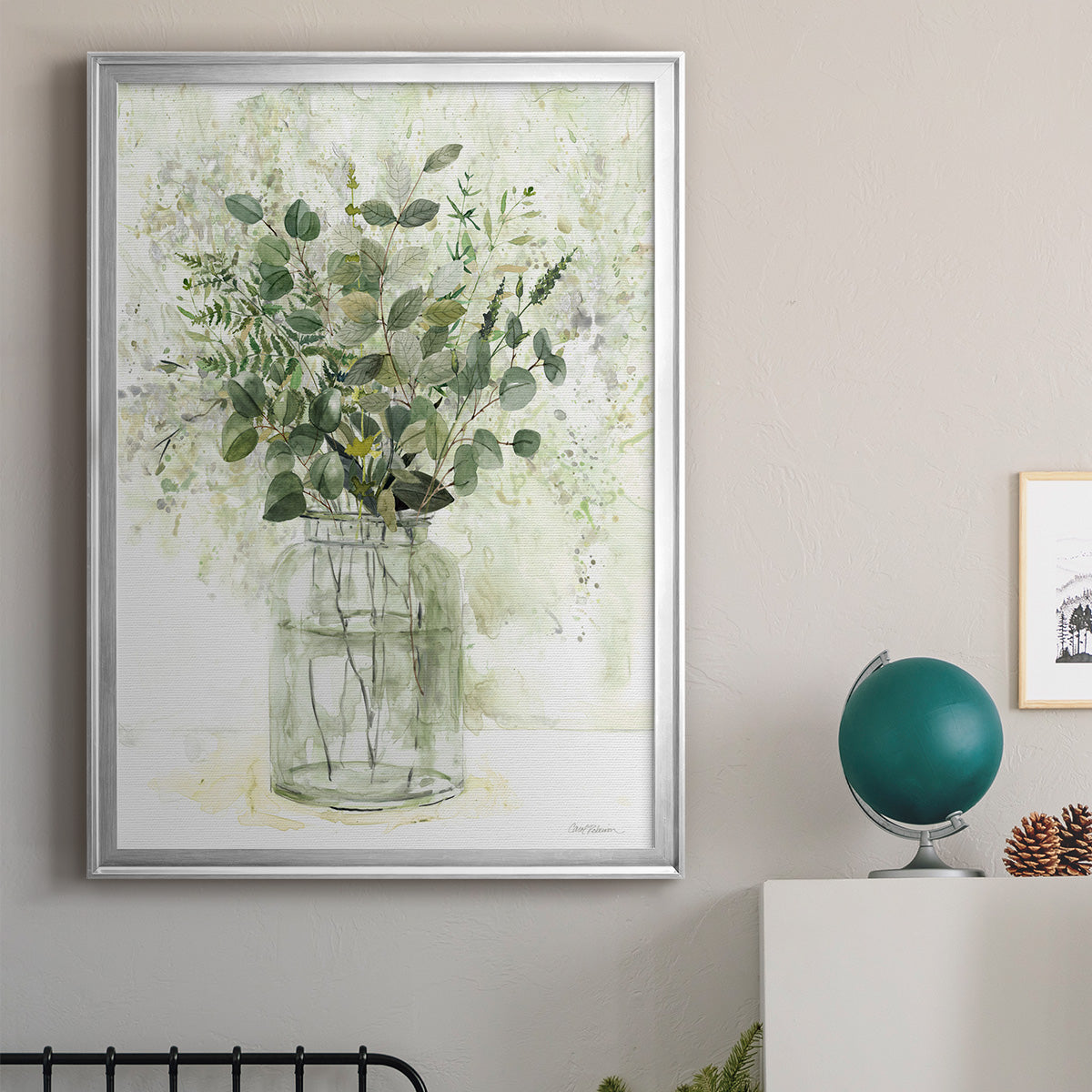 Delicate Greenery II - Modern Framed Canvas Print
