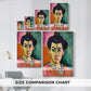 Size comparison chart for canvas art prints, showing multiple size options.