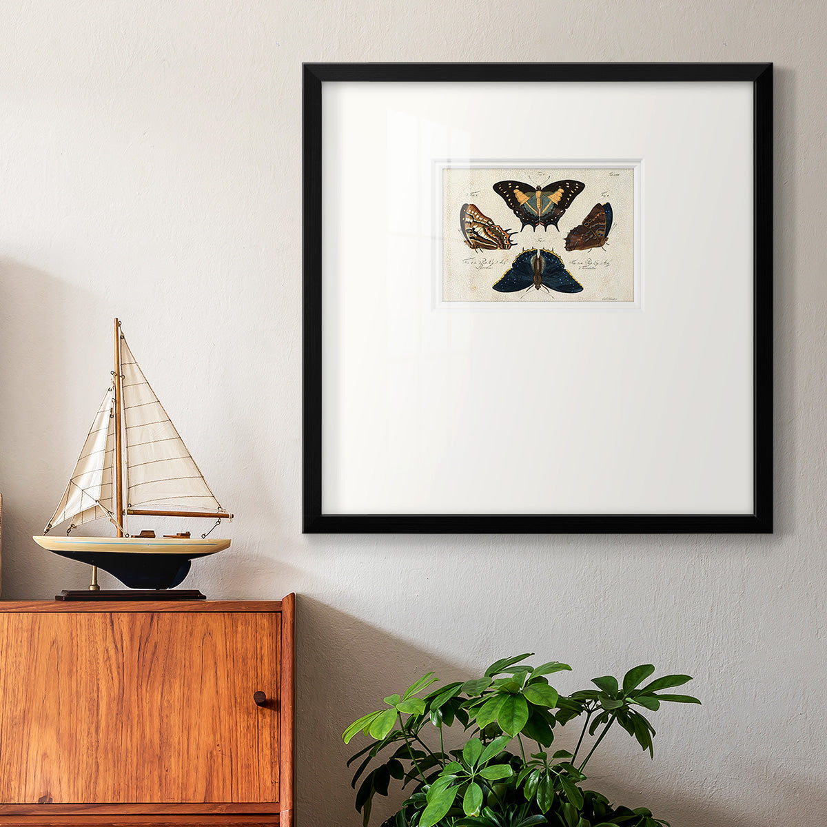 Crackled Butterflies IV Premium Framed Print Double Matboard