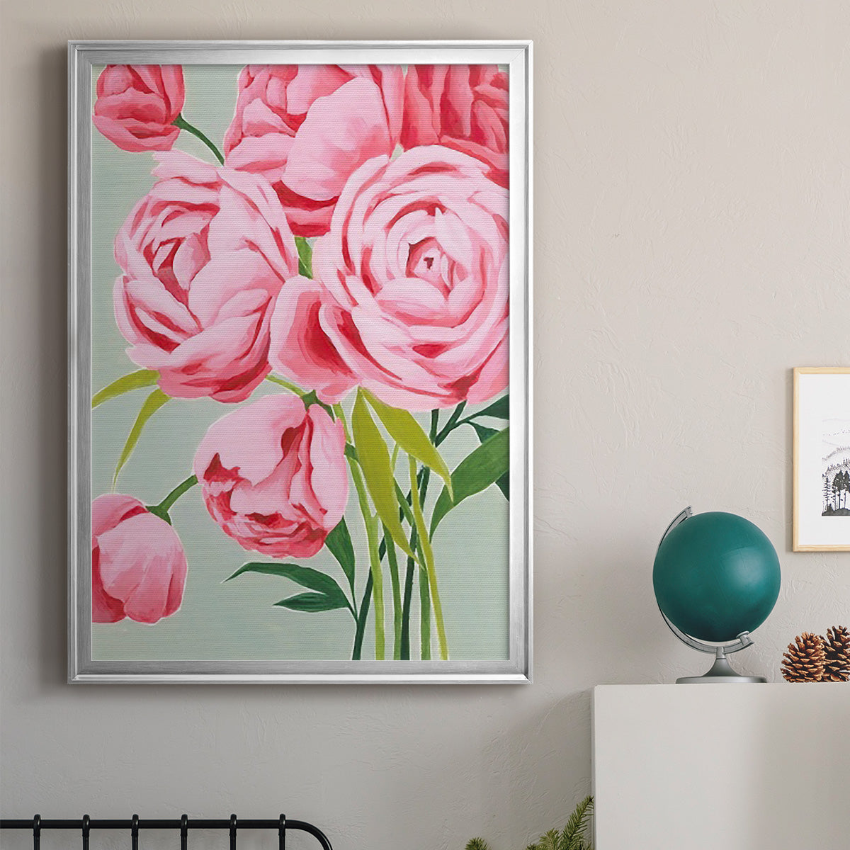 This Year's Peonies I - Modern Framed Canvas Print