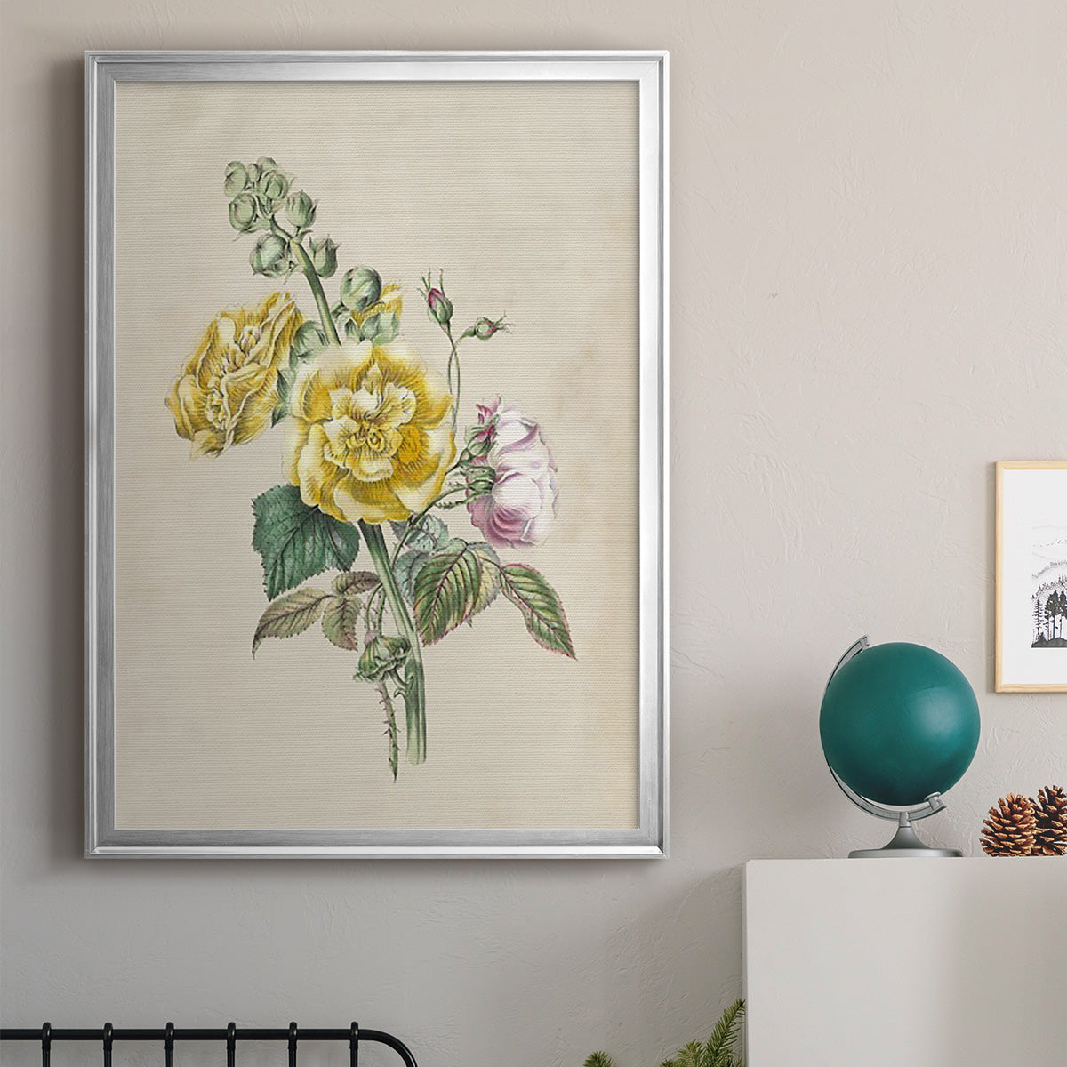 Antique Garden Bouquet II - Modern Framed Canvas Print