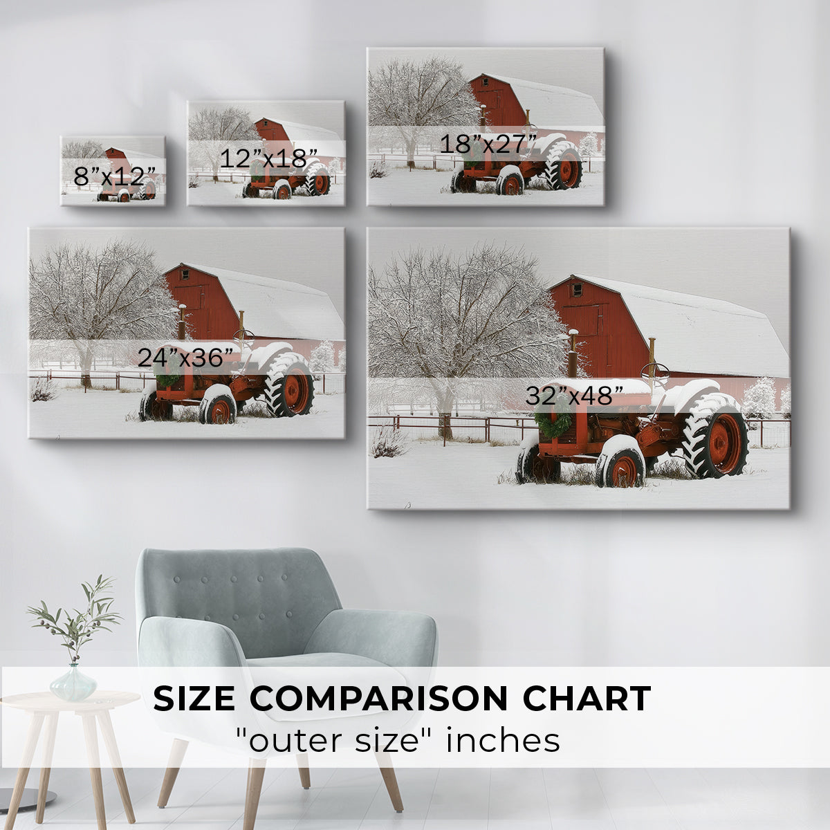 Silver Evergreen Hearth - Canvas Art Print