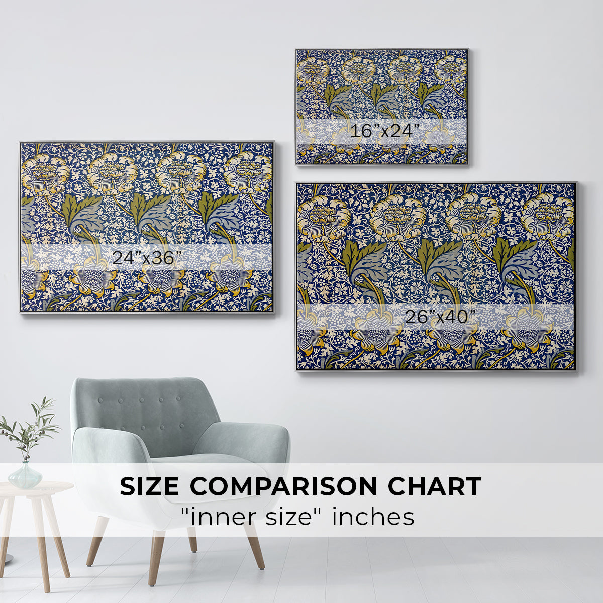Kennet - Indigo/Gold, 1883 - Floater Framed Canvas Print