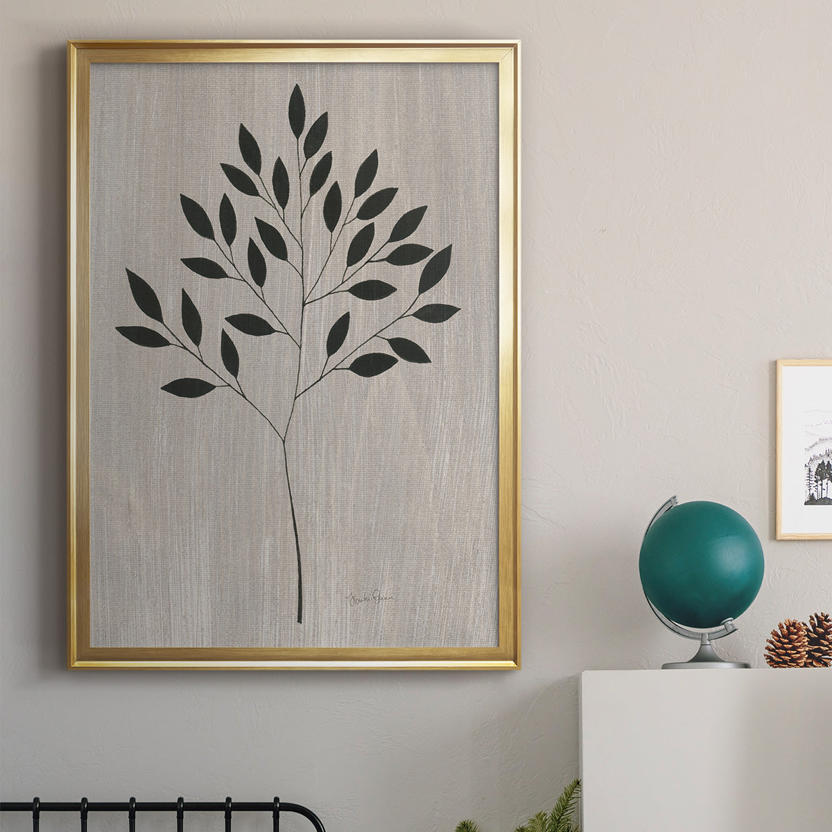 Leaves and Wood I - Modern Framed Canvas Print