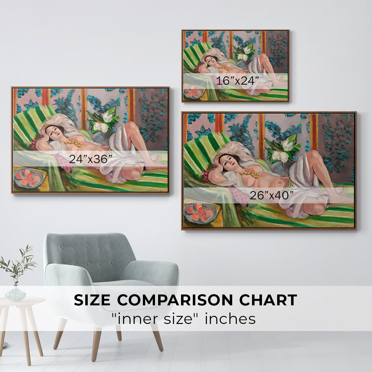 Odalisque Couchée Aux Magnolias, c. 1923 - Floater Framed Canvas Print