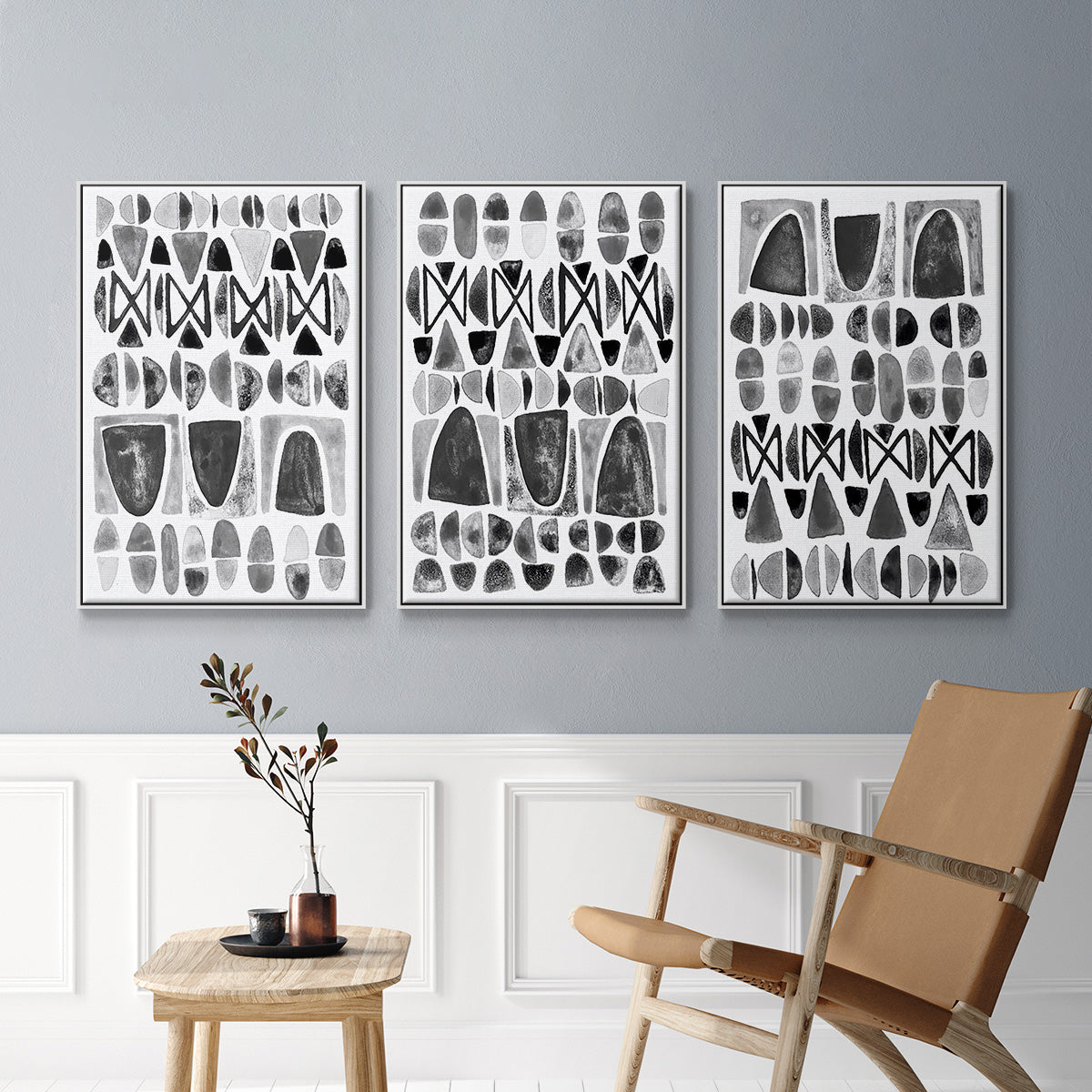 Grey Arches I - Floater Framed Canvas Set