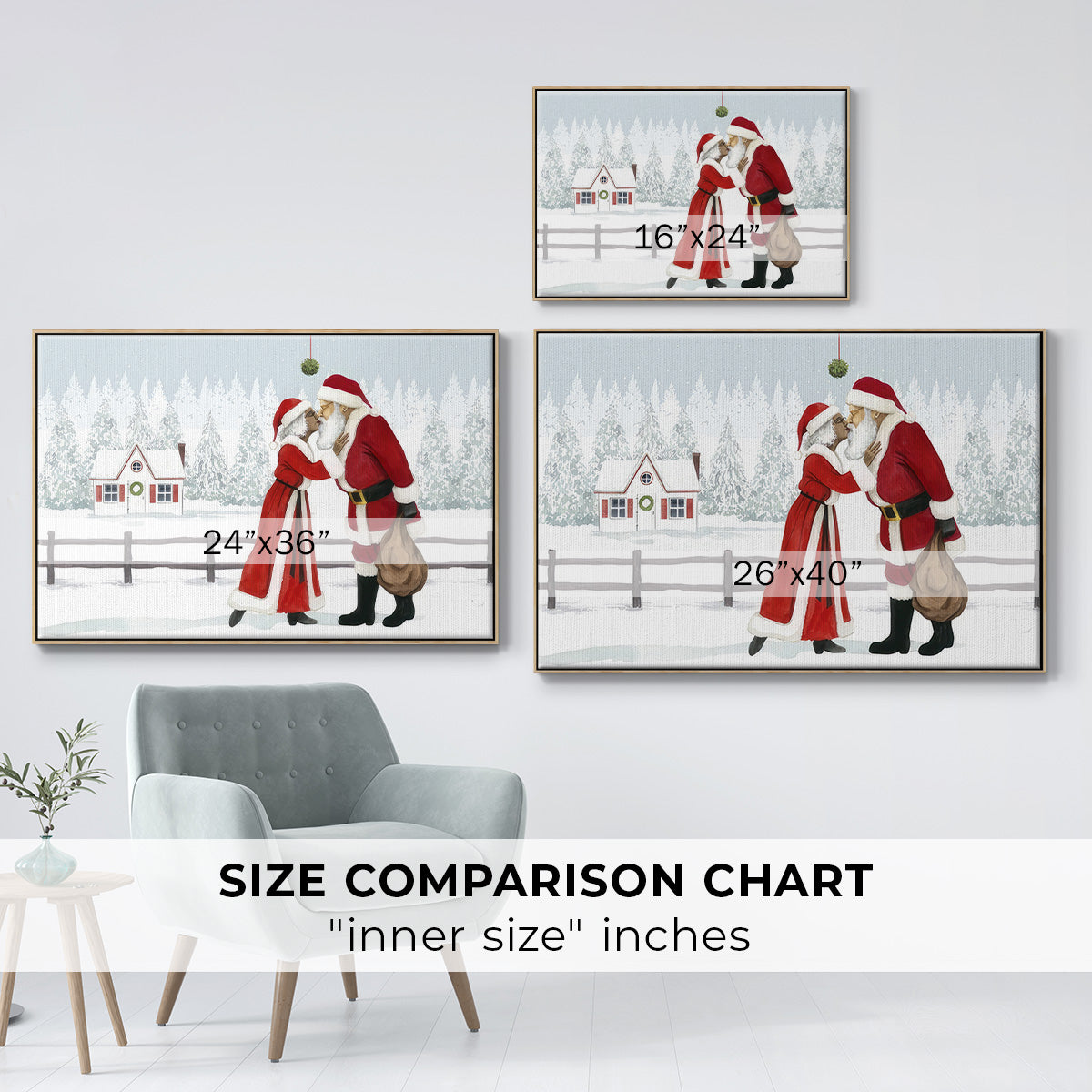 Christmas Love Collection A - Framed Gallery Wrapped Canvas in Floating Frame