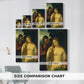 Size comparison chart for canvas art prints, showing multiple size options.