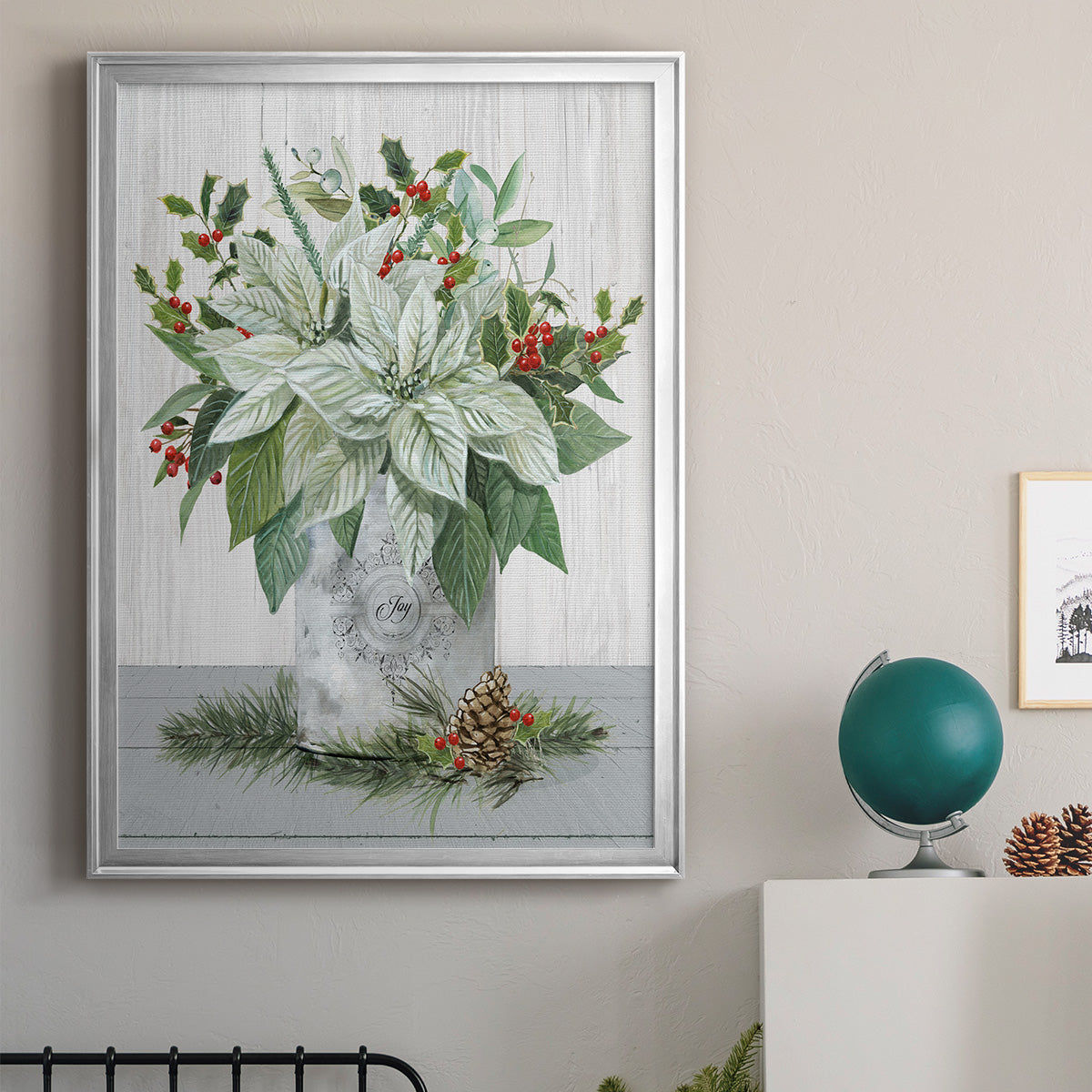 Farmhouse Christmas Joy - Modern Framed Canvas Print