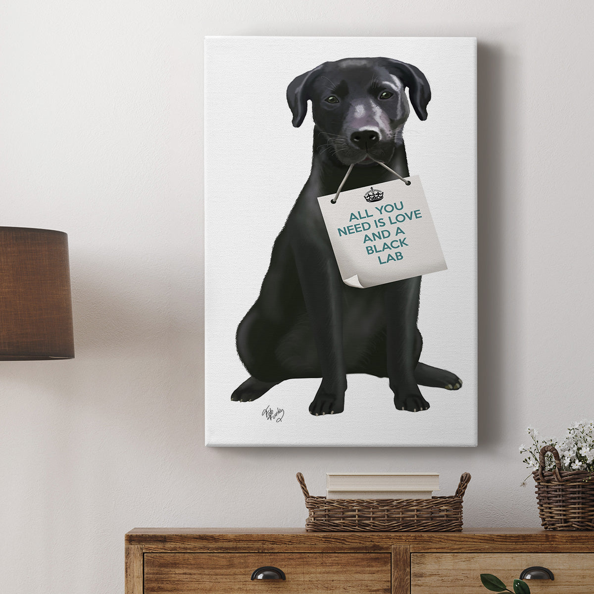 Love and Black Labrador Premium Gallery Wrapped Canvas - Ready to Hang