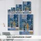 Size comparison chart for canvas art prints, showing multiple size options.