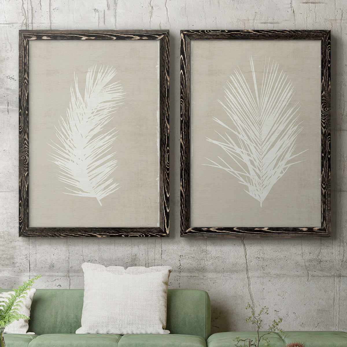 Palm Oasis I   - Premium Framed Canvas 2 Piece Set - Ready to Hang