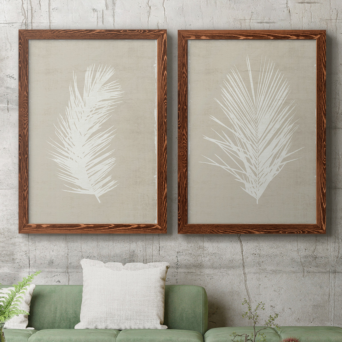 Palm Oasis I   - Premium Framed Canvas 2 Piece Set - Ready to Hang