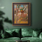 Impressionist ballet dancer composition by Edgar Degas in an ornate bronzed mahogany wood frame displayed in a dark-toned interior setting.