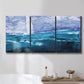 Three-panel canvas wall art featuring impressionist nautical harbor scene, displayed in a bathroom above a bathtub.
