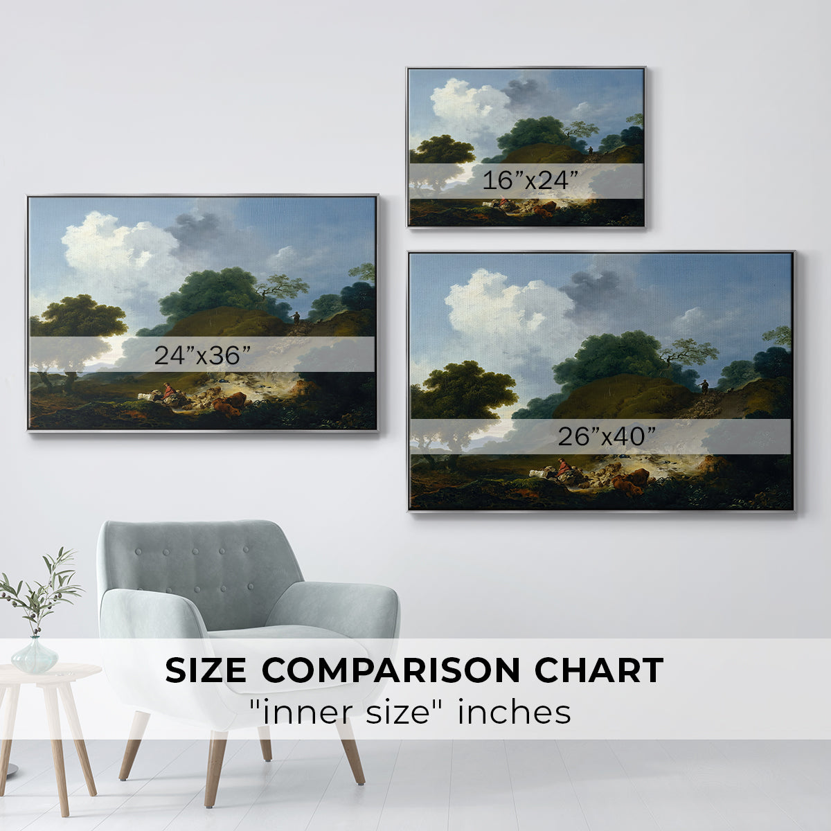 Landscape with Shepherds and Flock of Sheep, c. 1763-1765 - Floater Framed Canvas Print