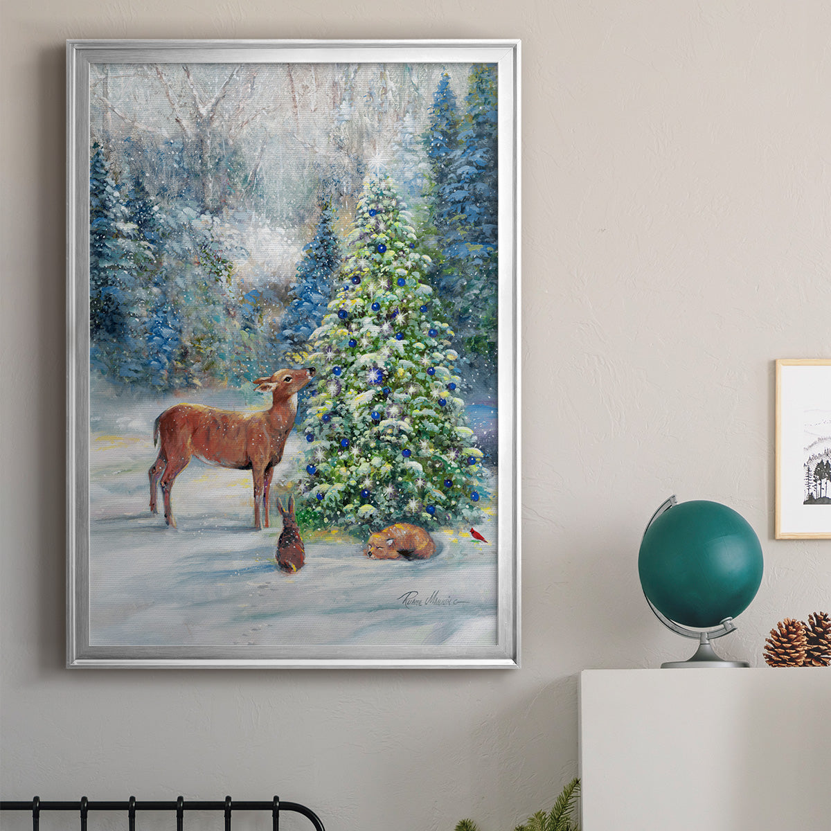 Winter Gathering - Modern Framed Canvas Print