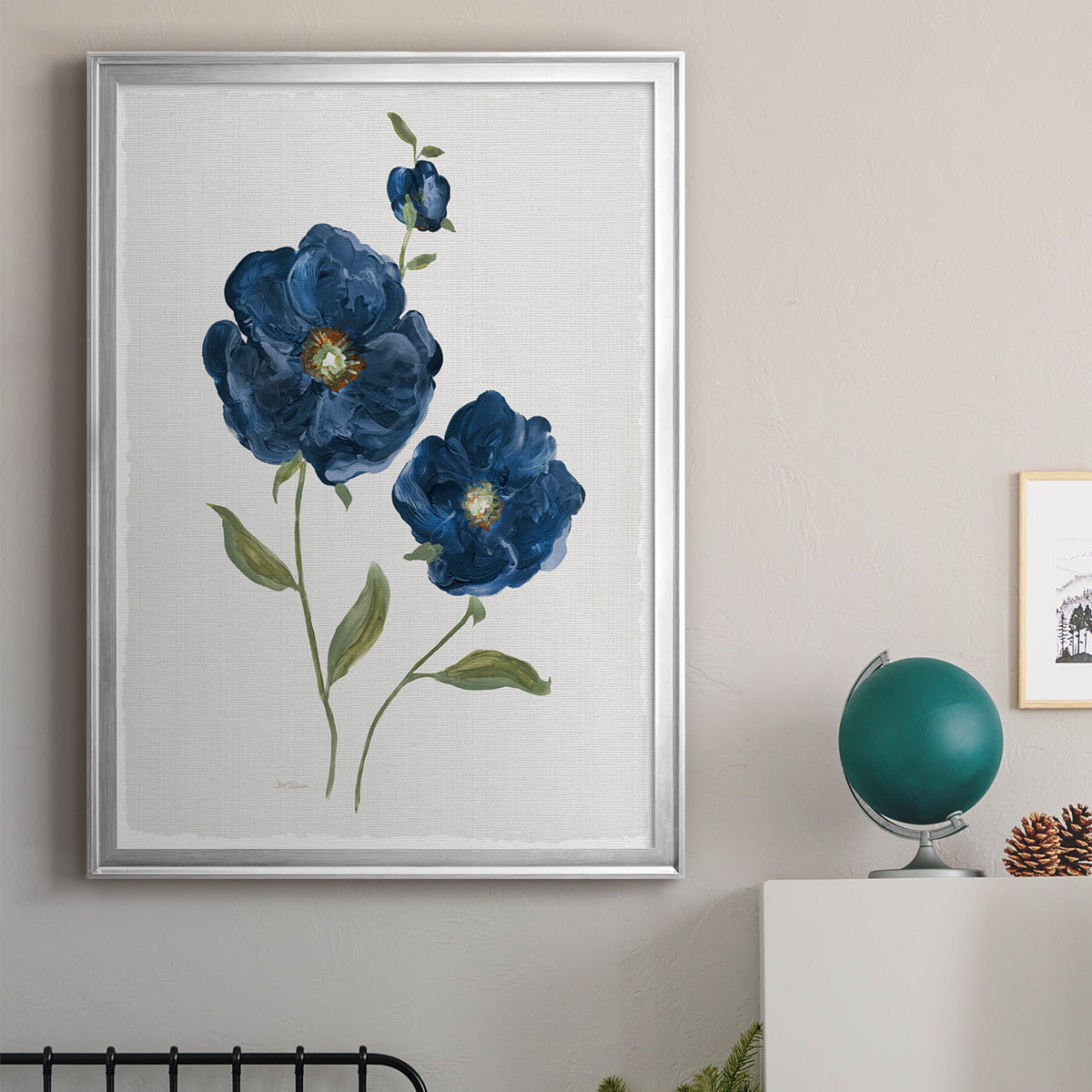 Blue Poppies - Modern Framed Canvas Print