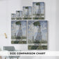 Size comparison chart for canvas art prints, showing multiple size options.
