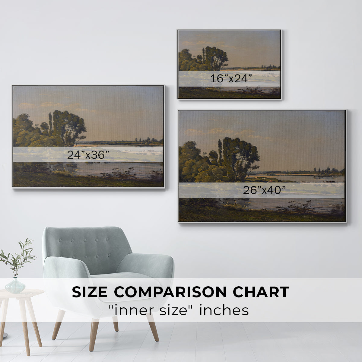 Landscape with a River, 1892 - Floater Framed Canvas Print