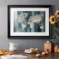 Navy World Map - Modern Framed Art Print