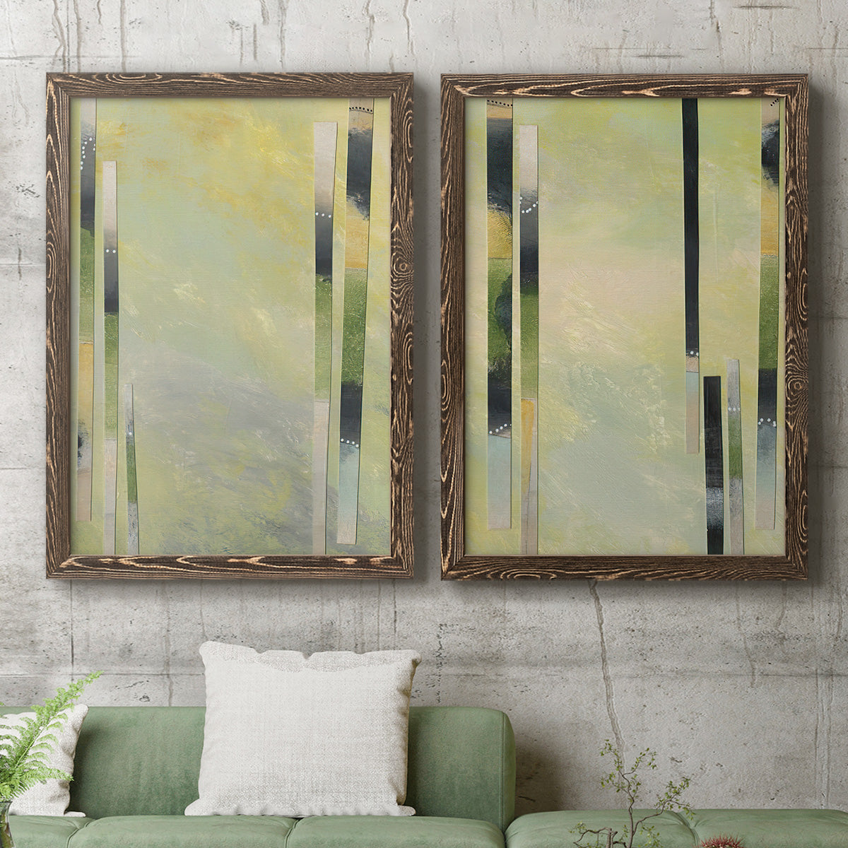 Neutral Assemblage III - Premium Framed Canvas 2 Piece Set - Ready to Hang