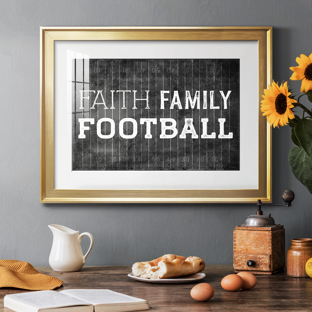 Faith Family Football - Modern Framed Art Print