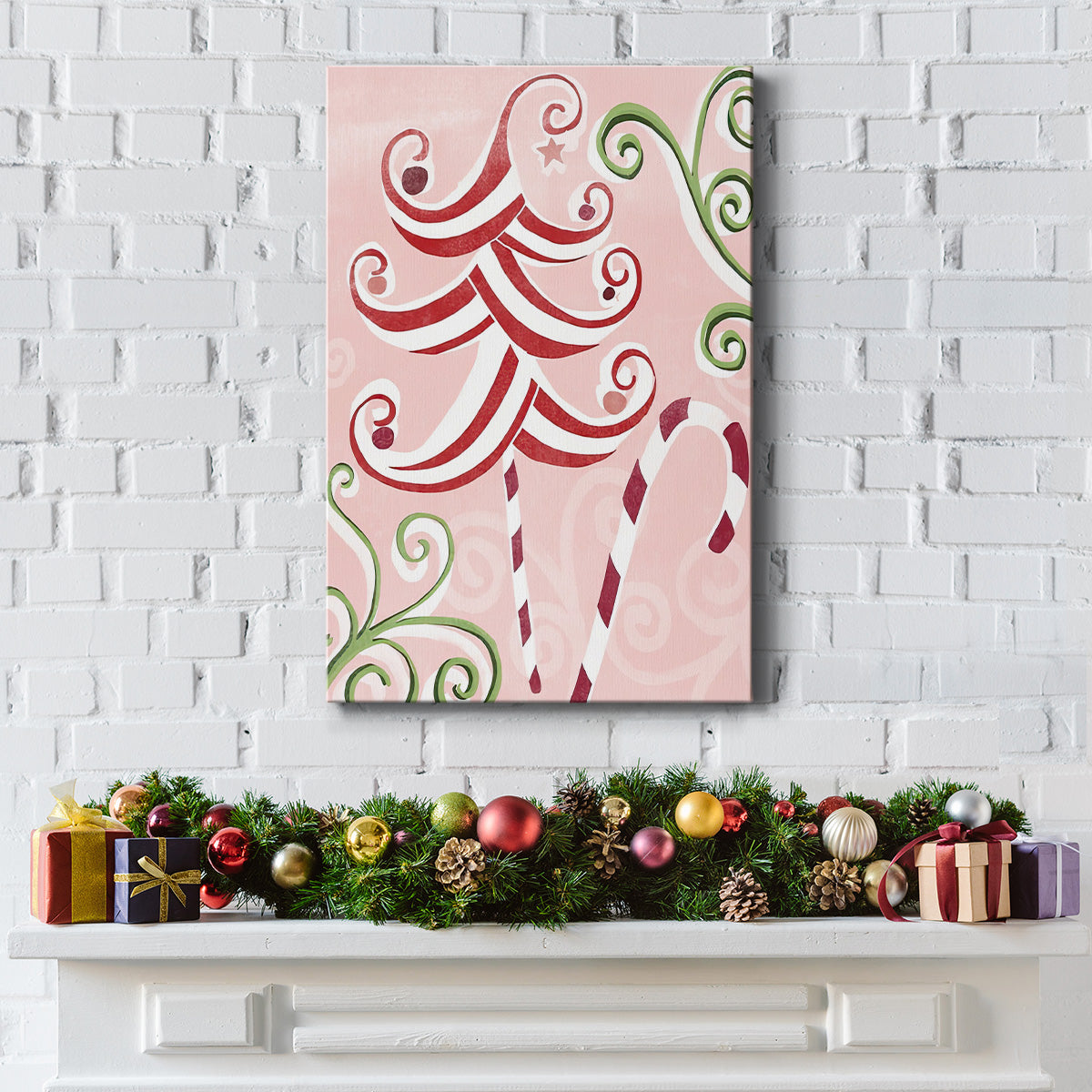 Candy Cane Holiday I - Gallery Wrapped Canvas