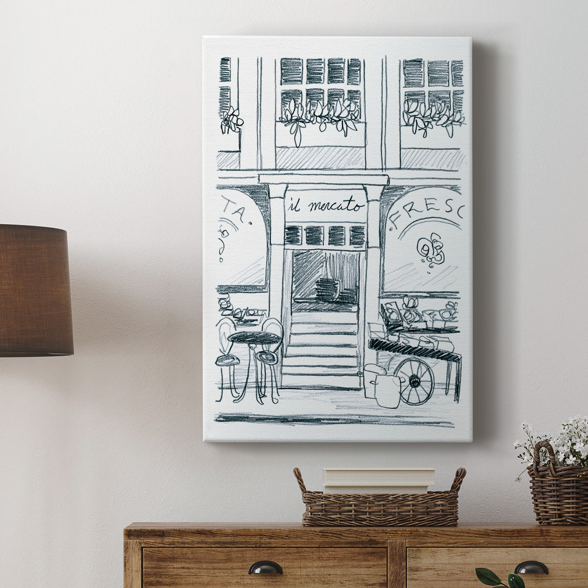 Italian Street Sketch IV Premium Gallery Wrapped Canvas - Ready to Hang