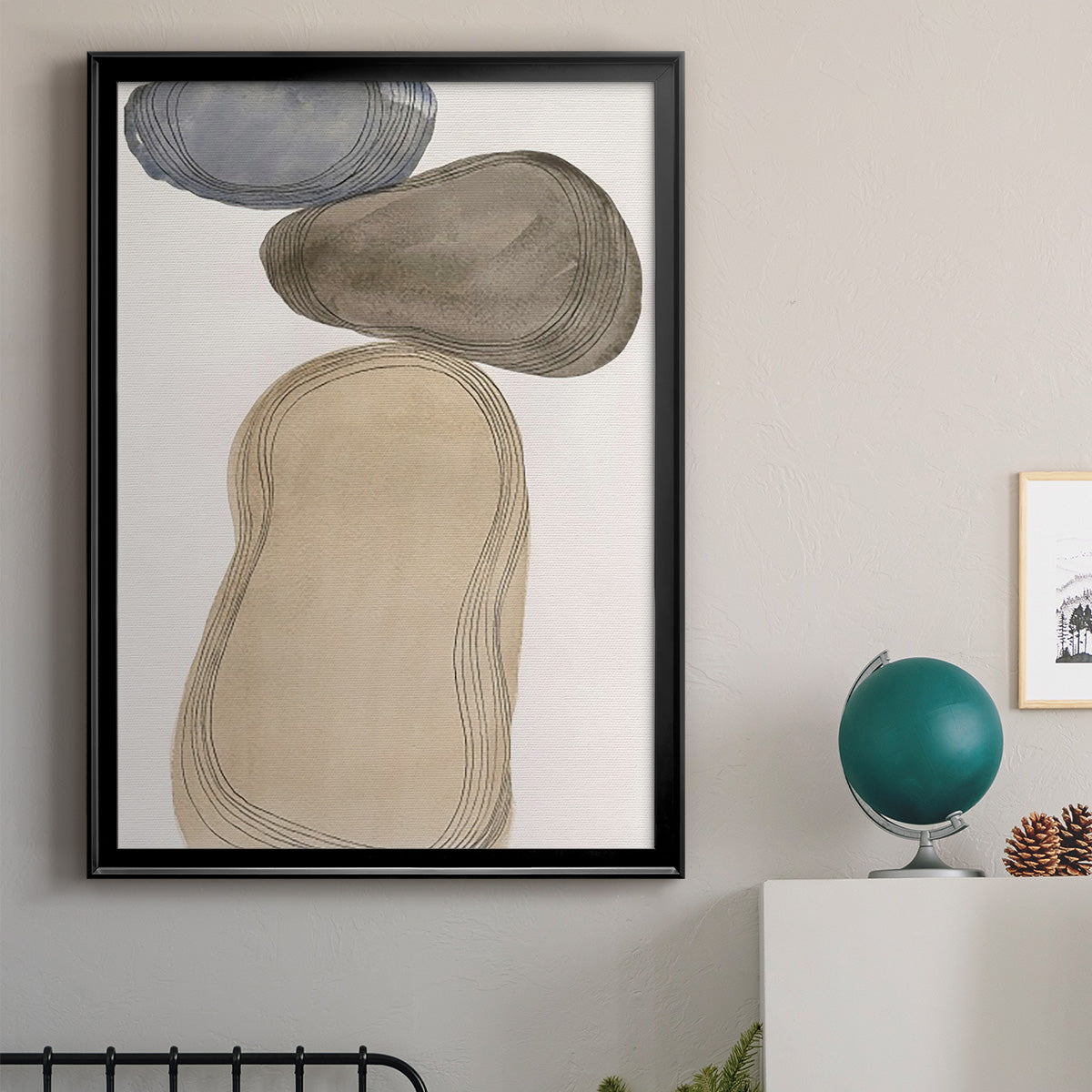 River Rocks Contour I - Modern Framed Canvas Print