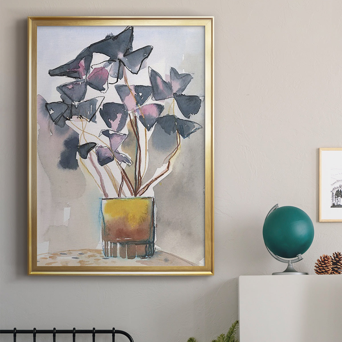 Oxalis in Vase II - Modern Framed Canvas Print