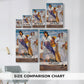 Size comparison chart for canvas art prints, showing multiple size options.