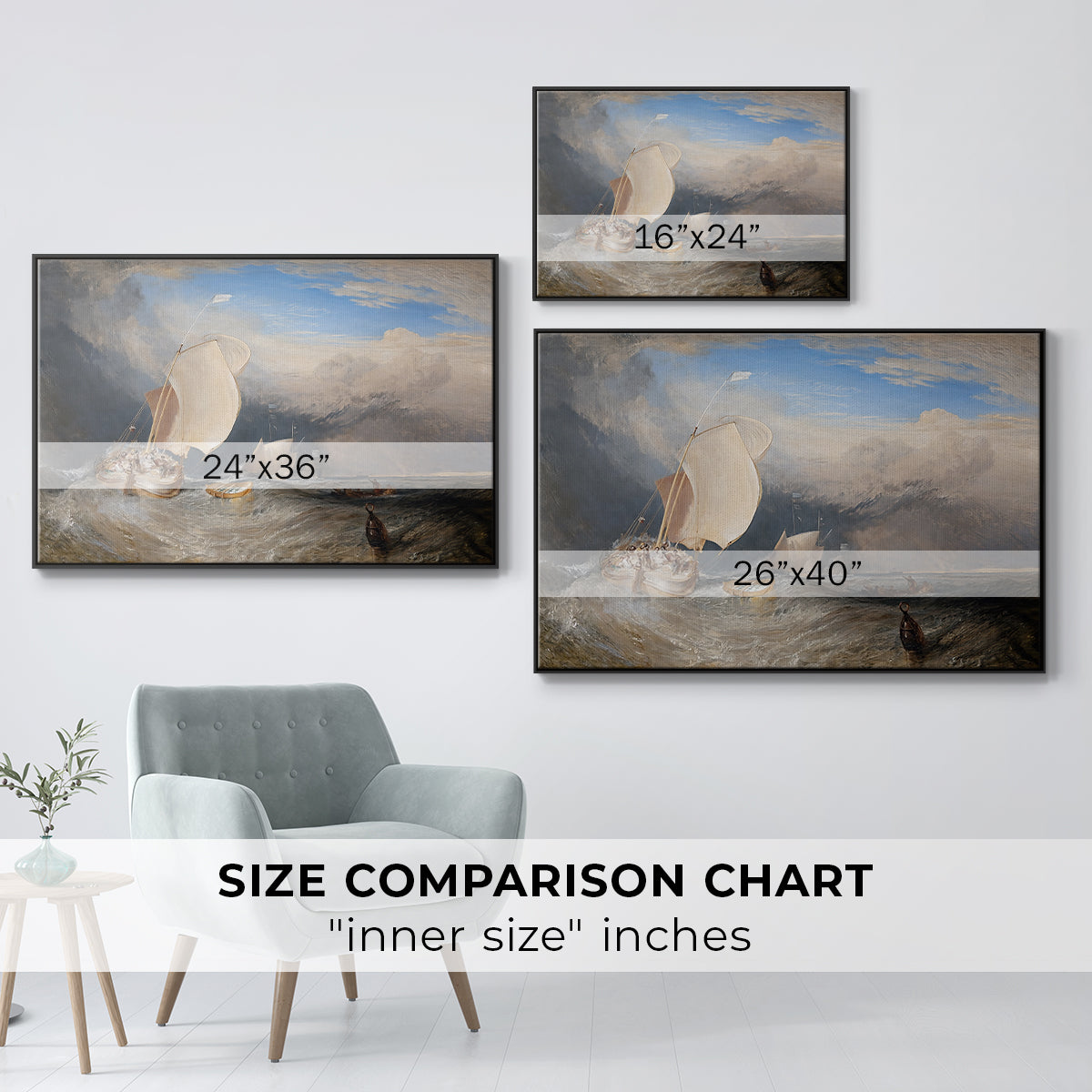 Fishing Boats with Hucksters Bargaining for Fish, 1837-1838 - Floater Framed Canvas Print