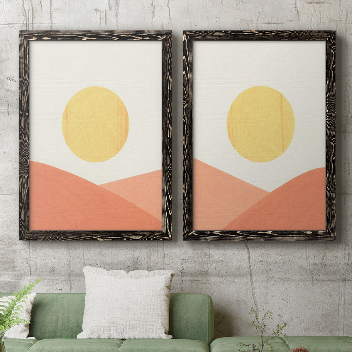 Simple Boho Sun I - Premium Framed Canvas 2 Piece Set - Ready to Hang