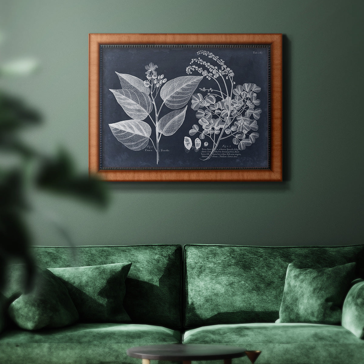 Foliage on Navy III Premium Framed Canvas- Ready to Hang