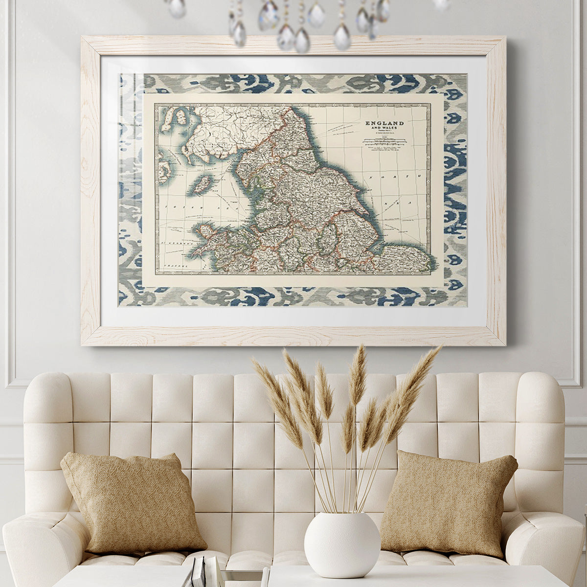 Bordered Map of England & Wales-Premium Framed Print - Ready to Hang