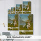 Size comparison chart for canvas art prints, showing multiple size options.
