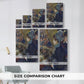 Size comparison chart for canvas art prints, showing multiple size options.