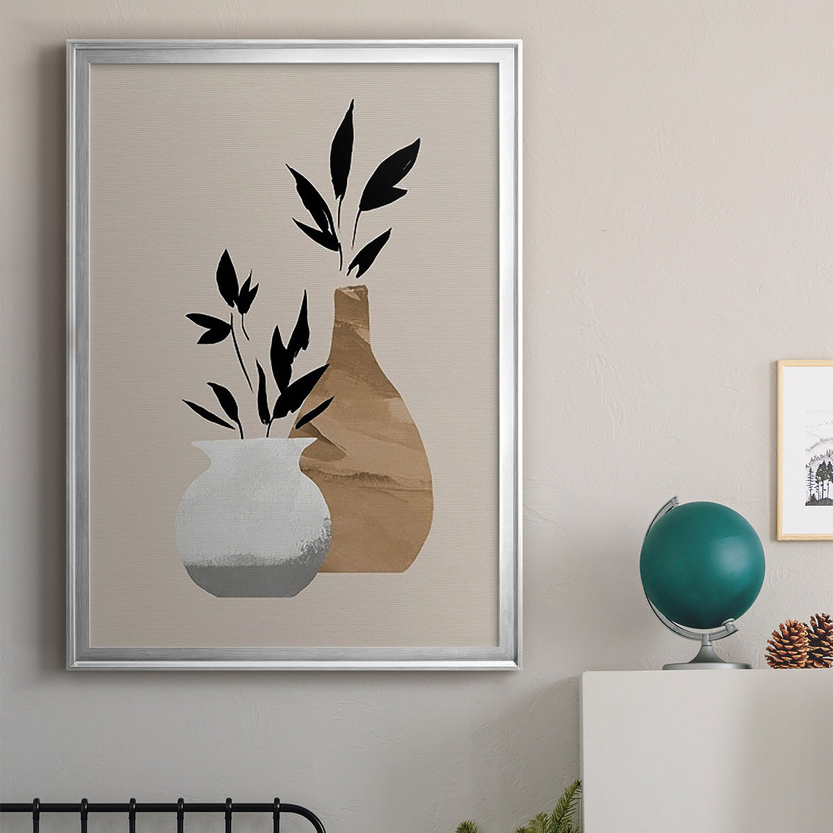 Simple Bud Vases I - Modern Framed Canvas Print