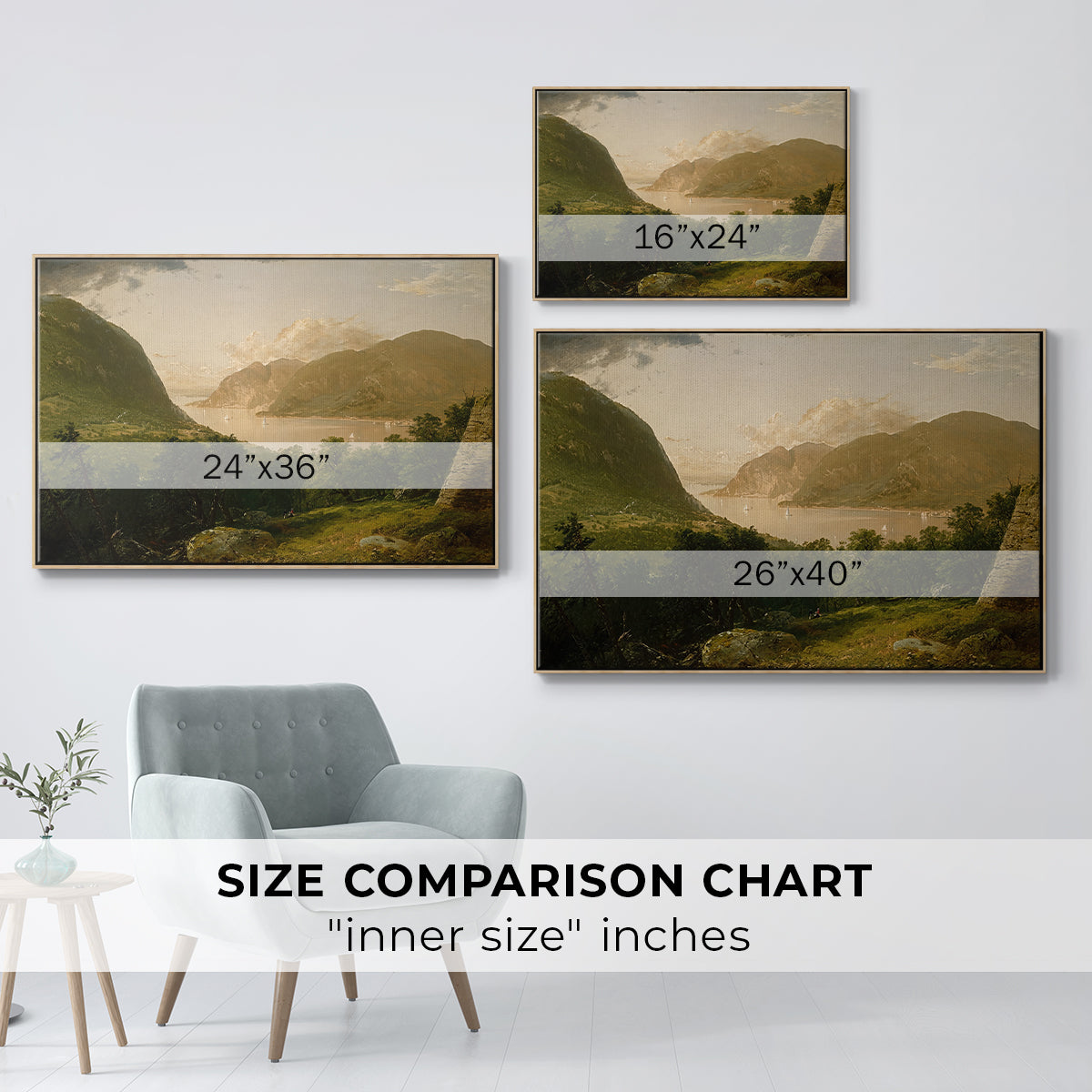Hudson River Scene, 1857 - Floater Framed Canvas Print