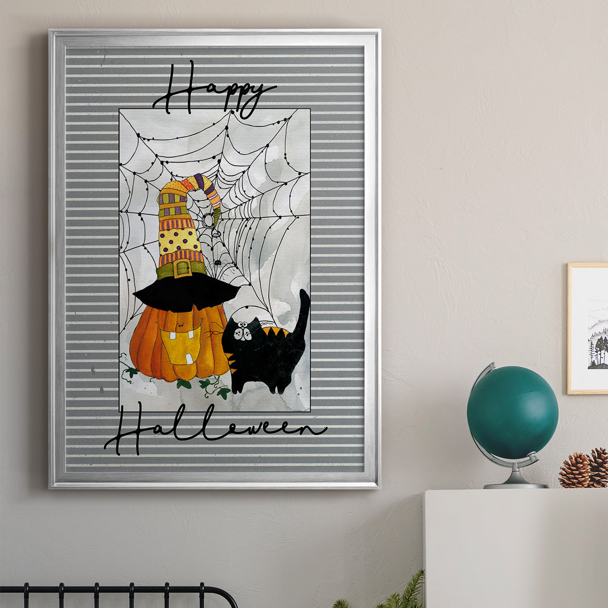 Happy Halloween Pumpkin - Modern Framed Canvas Print