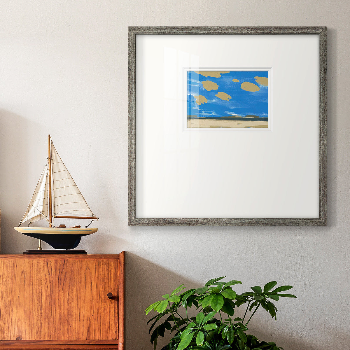 Textured Beachscape I - Double Matboard Framed Print