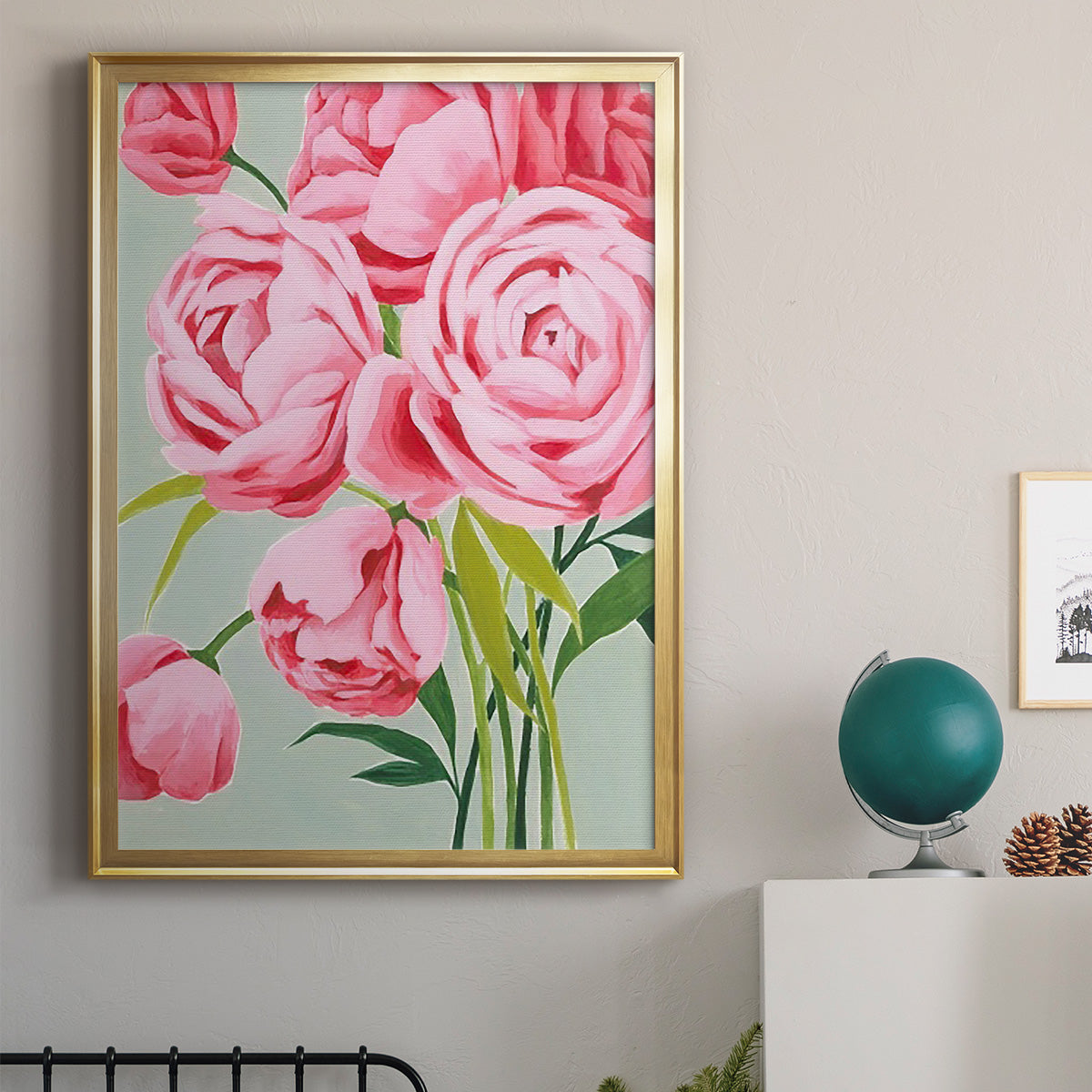 This Year's Peonies I - Modern Framed Canvas Print