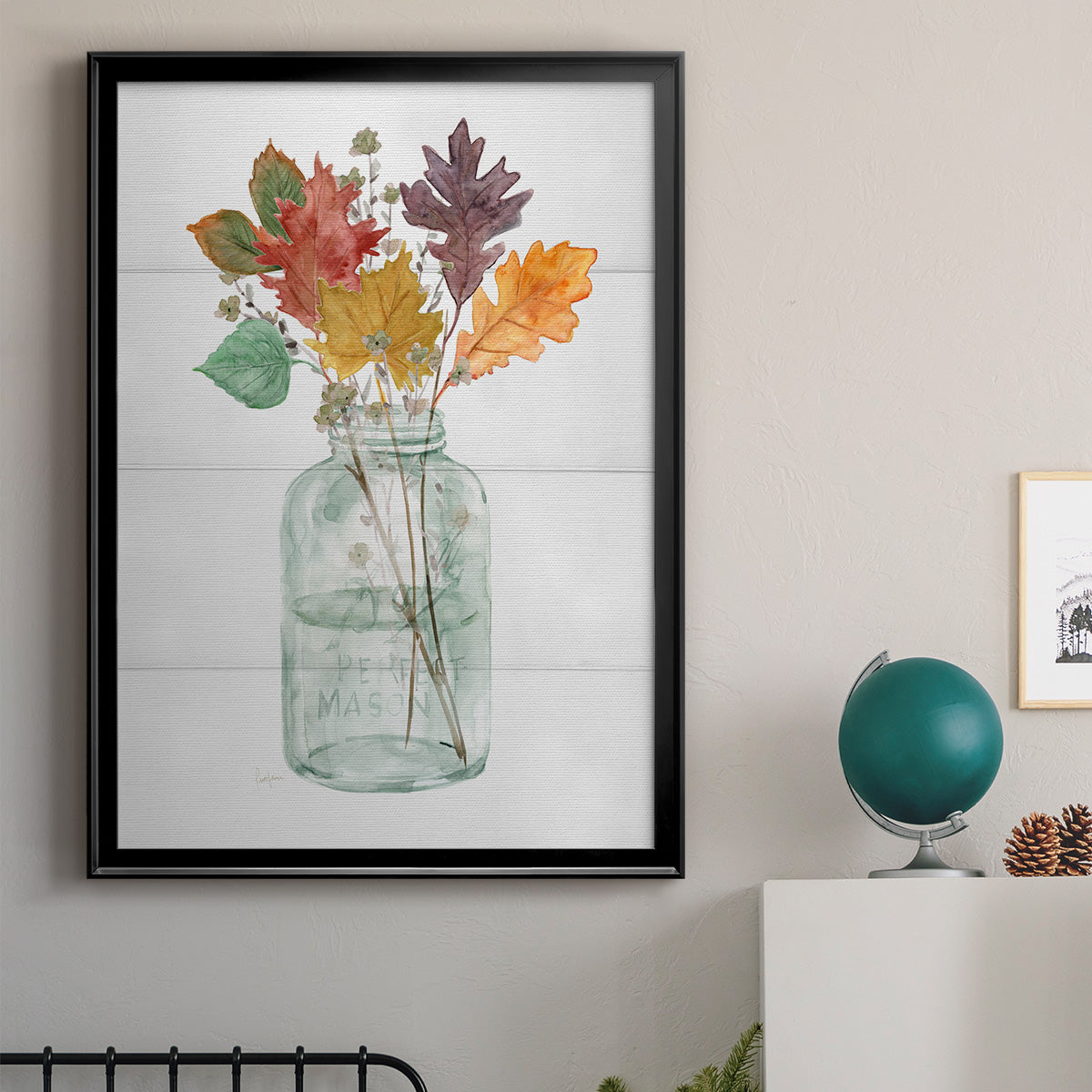 Harvest Home Leaves II - Modern Framed Canvas Print