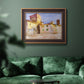 Impressionist Italian village scene by John Singer Sargent in an ornate bronzed mahogany wood frame displayed in a dark-toned interior setting.