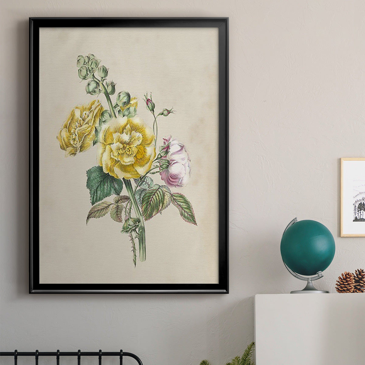 Antique Garden Bouquet II - Modern Framed Canvas Print