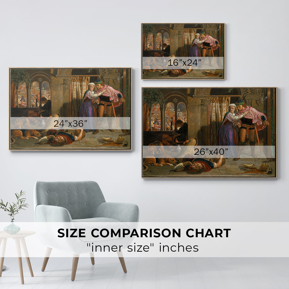 The Flight of Madeline and Porphyro, 1848 - Floater Framed Canvas Print